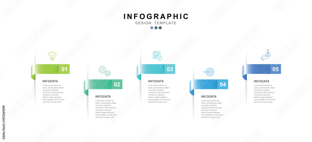 Poster Vector Infographic label design template with icons and 5 options or steps. for your business data. Vector Illustration.