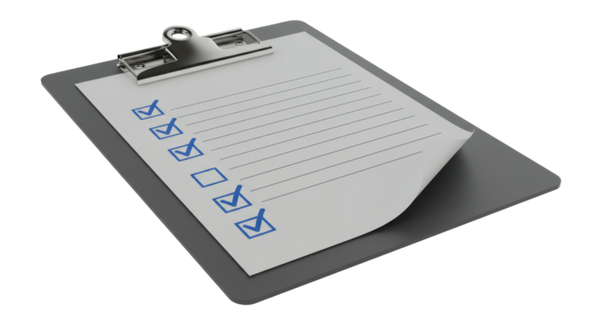 Isolated Clipboard with Checklist