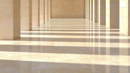Columns Hallway Shadows Interior