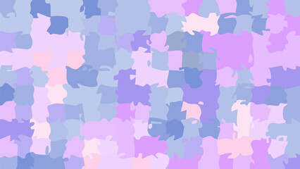 A contemporary abstract background featuring a playful mosaic of soft, organic shapes in a harmonious pastel palette of lavender, periwinkle, and blush pink.