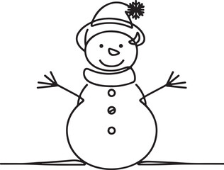 Snowman Sketch in Minimalist Line Style