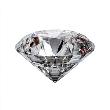 Luxurious Diamond Gem on Pure White Background - Realistic Shimmering Crystal Jewel in 3D Illustration