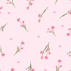 Soft pink floral pattern - Seamless Feminine Textile Design