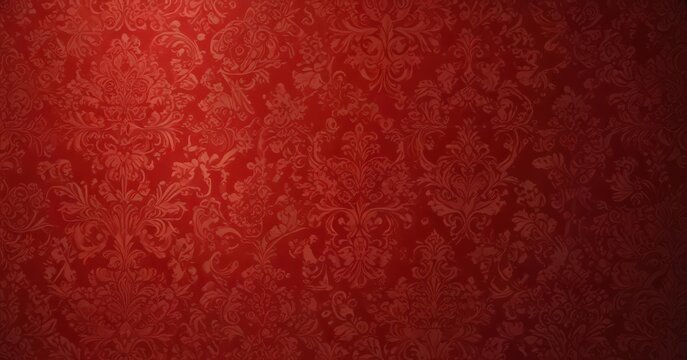 Rich red damask, ornate traditional background ideal for festive designs, brocade, red
