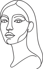 Abstract Female Face Beauty in Single Line