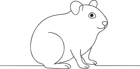 Cute Hamster Line Drawing Minimal Style
