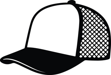 WebTrucker hat silhouette, Trucker hat line art vector, Trucker cap outline illustration