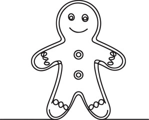 Festive Gingerbread Character in Line Style