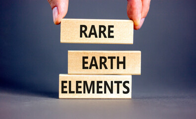 Rare earth elements symbol. Concept words Rare earth elements on beautiful wooden block....