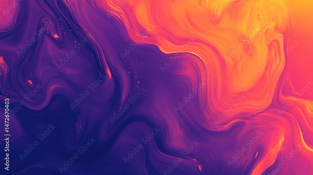 Poster abstract fluid art background with vibrant swirling colors in shades of orange purple and pink creat