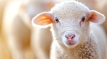 Naklejka premium Cute Lamb Close Up Portrait