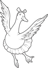 Duck Ballerina Ballet Dance Animal Vector Graphic Art Illustration