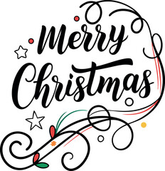 Merry Christmas. Beautiful handwritten calligraphy Merry Christmas design vector art illustration.