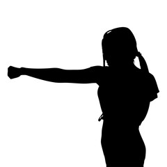 Silhouette of Woman Practicing Boxing with Outstretched Arm