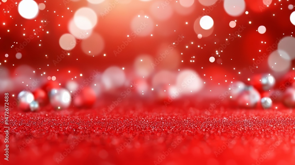Aufkleber Red background with a lot of white and red dots. The dots are scattered all over the background, creating a sense of movement and energy