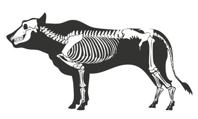 Cow Skull with Ribcage and Vertebrae Design