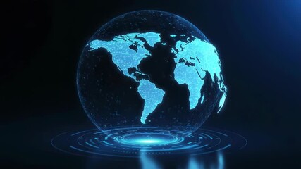 Global digital map hologram illustration - Powered by Adobe
