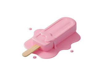Melting Pink Popsicle Summer Treat Stock Photo isolated on transparent background