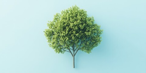 Fototapeta premium Isolated Green Tree Against a Pastel Background