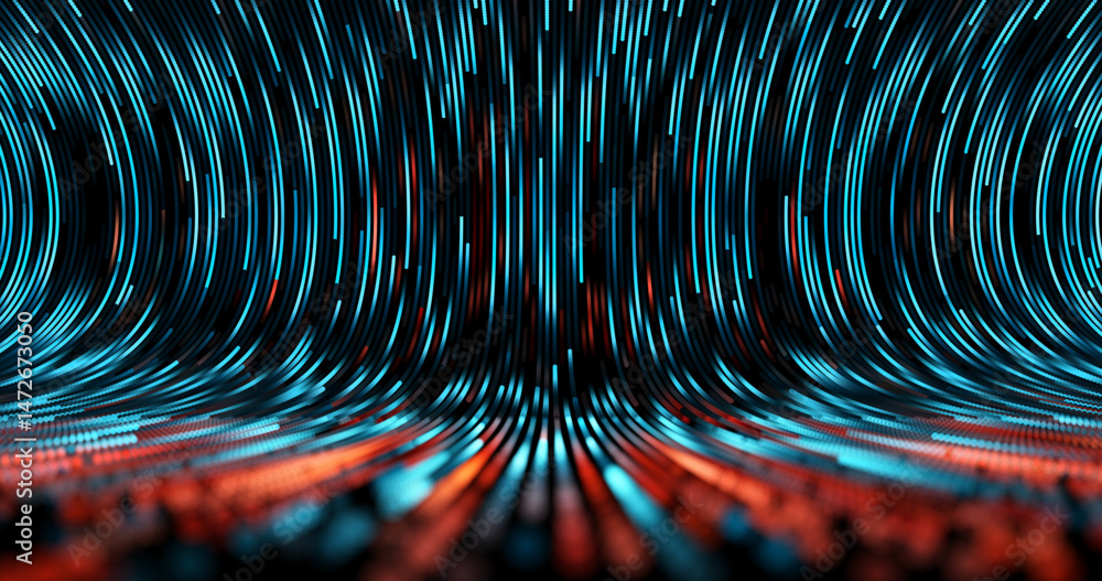 Poster abstract background with stripes of different colors and gradients. particles in motion. technologie