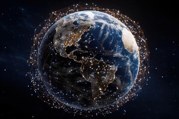 Obraz premium Digital globe with global connectivity network.