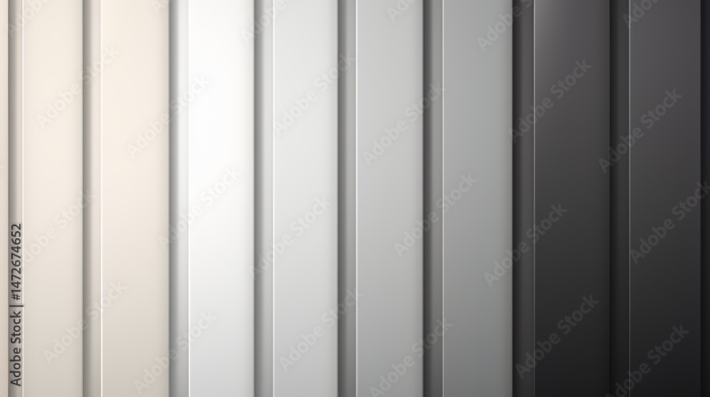Poster series of white and black stripes with a gray background. the stripes are of varying widths and leng