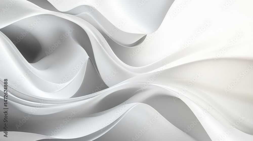Aufkleber abstract flowing white fabric with smooth curves and intricate folds creating a soft elegant backgro