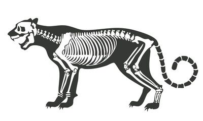 Bengal Tiger Skull with Spine and Ribcage Art
