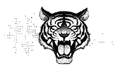 Tiger Skull Clipart Black and White