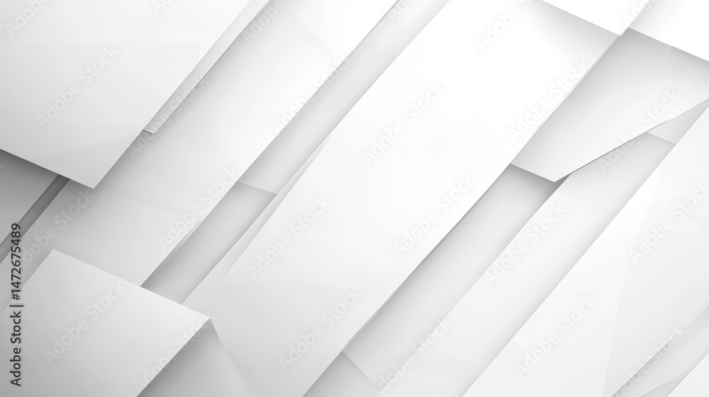 Poster abstract white geometric background with layered paper shapes, creating a modern clean design with s
