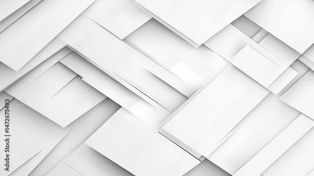 Aufkleber abstract white geometric background with overlapping rectangular shapes creating a modern minimalist
