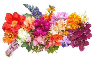 Vibrant Colorful Flower Bouquet with Gerbera Daisies and Peonies Transparent Background.