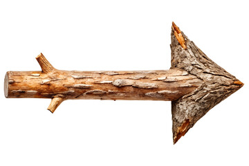 Wooden direction pointer arrow graphic isolated on transparent background.
