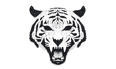 Wild Tiger Skull Tattoo Style Art