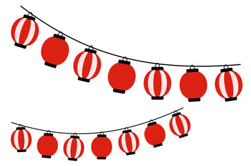 お祭り提灯・ちょうちんのアイコンイラスト2本吊り © marutan