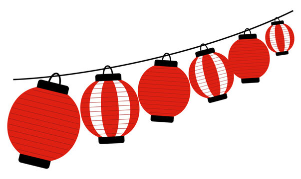 お祭り提灯・ちょうちんのアイコンイラスト1本吊り