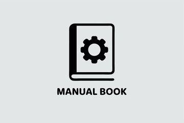 Simple black manual book icon indicating settings or instructions on a light gray background