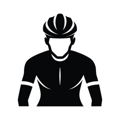 Vector Art Cyclist with Helmet Riding Silhouette