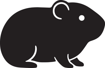 WebGuinea pig silhouette, A black and white silhouette vector art of a guinea pig in a relaxed sitting position