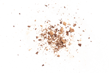 Crumbled Cookies and Powdered Sugar Explosion Isolated on Black Background