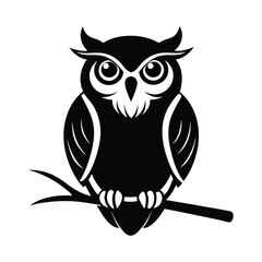  a owl silhouette illustration on white background 