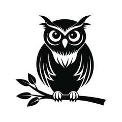  a owl silhouette illustration on white background 