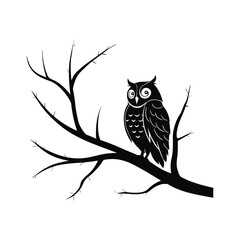  a owl silhouette illustration on white background 