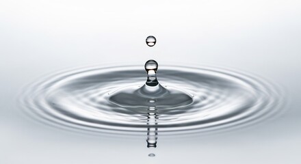 水面に広がる美しい水滴の輪 静寂な光の演出. AI Generated