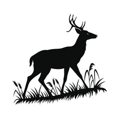  A  deer silhouette illustration on white background