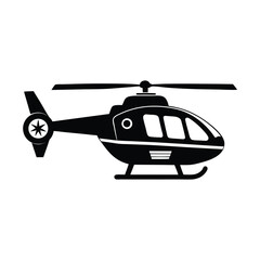 Rescue Helicopter Silhouette Vector Air Ambulance or Military Aircraft Clipart