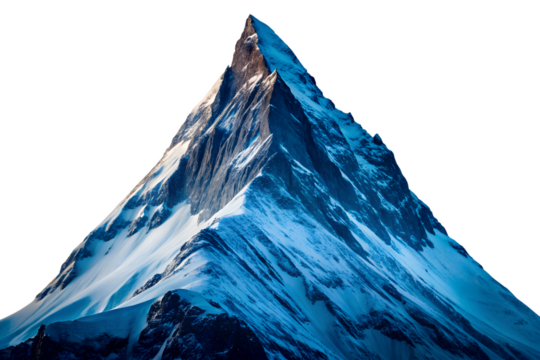 Majestic mountain peak nature scenery view isolated on transparent background.