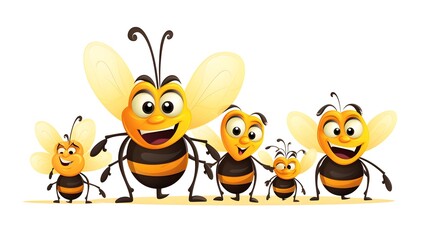Dynamic Fly Family Cartoon Character Vector Design Isolated for Professional Projects