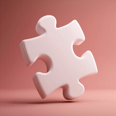 Obraz premium pink puzzle piece stands upright against a muted pink backdrop, evoking themes of unity, problem-solving, and modern minimalism