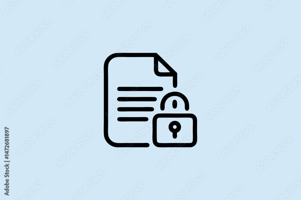 Poster secure document icon represents data protection and privacy in a modern digital world